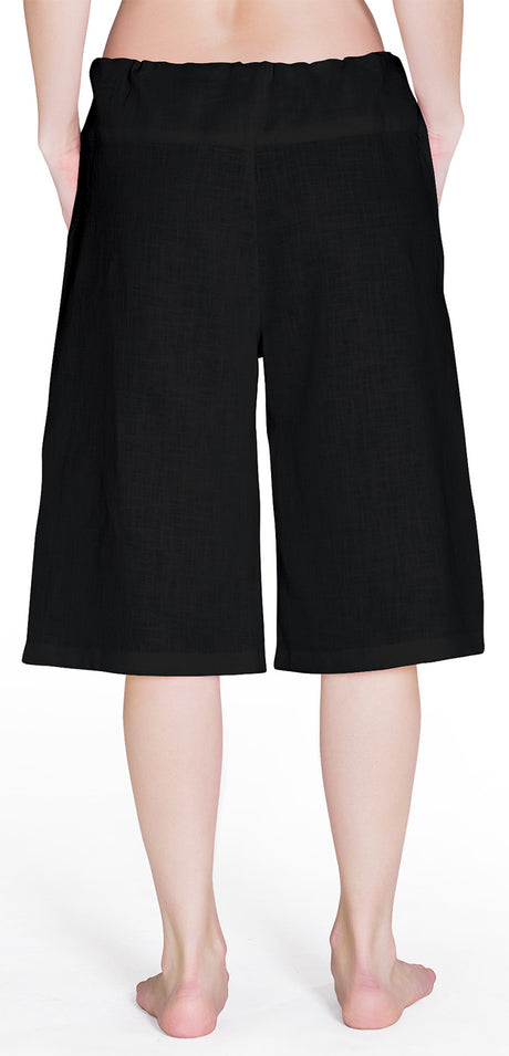 Bermuda-Leinenhose - schwarz
