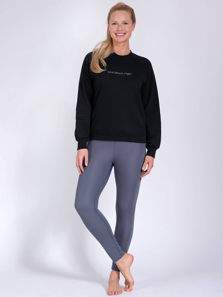 Sweater Bella - Black mit Love Peace Yoga