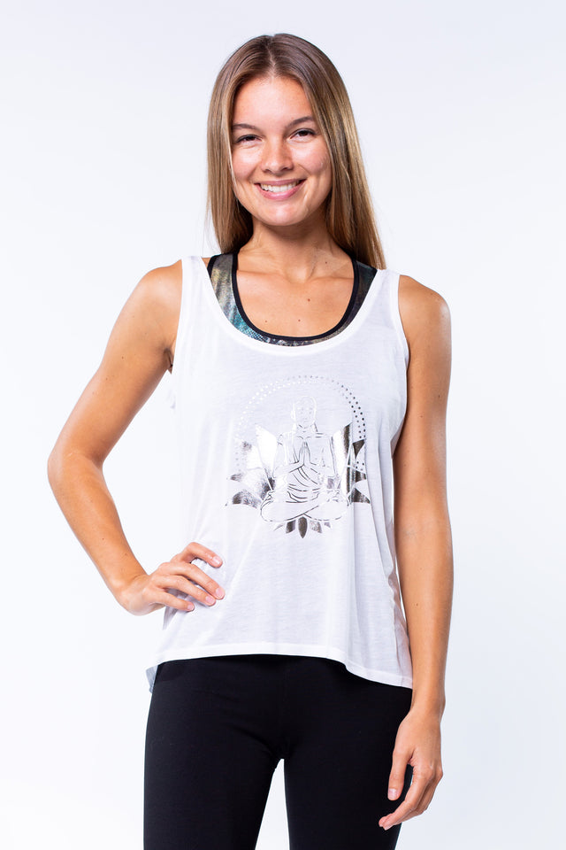 Tank-Top "Lotus Buddha" - weiß