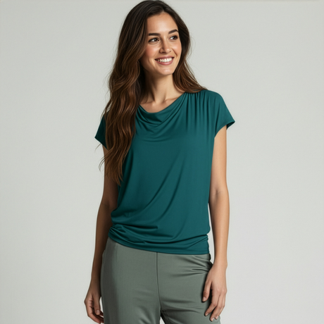 Yoga-Shirt flowing batwing "ala" – petrol
