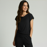 Yoga-Shirt flowing batwing "ala" - black