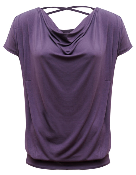 Yoga-Shirt flowing batwing "ala" – elderberry
