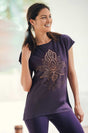 Yoga-T-Shirt Batwing „celestial flower“ - berry/copper