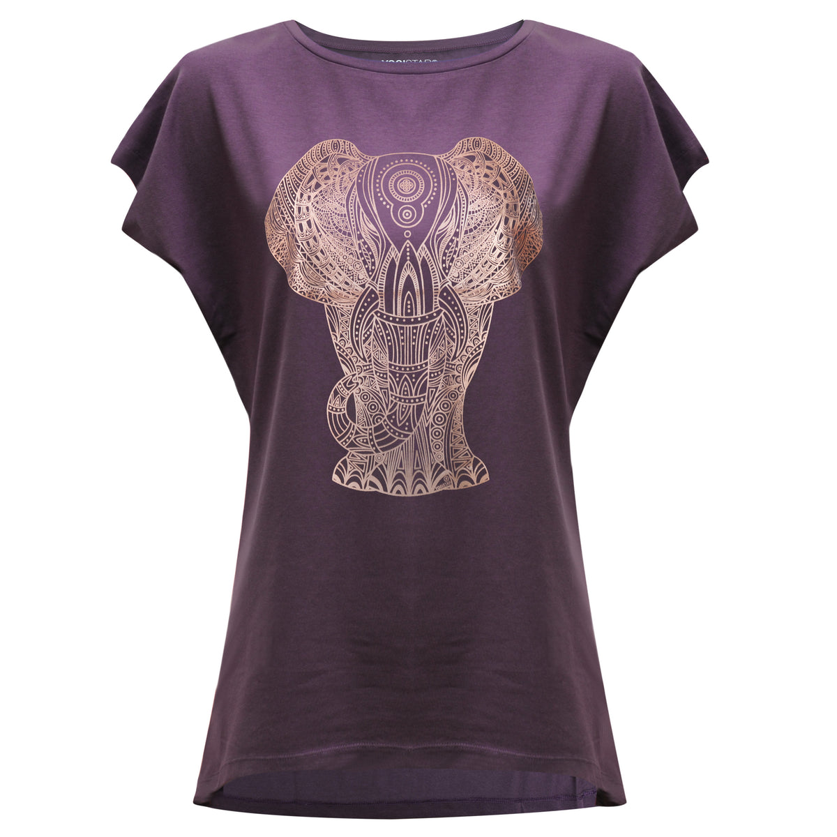 Yoga-T-Shirt Batwing „elephant“ - berry/copper