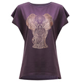 Yoga-T-Shirt Batwing „elephant“ - berry/copper
